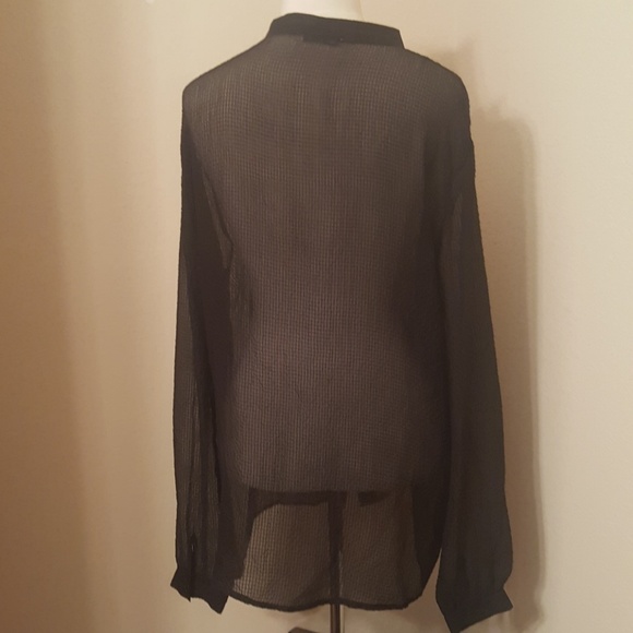 GF FERRE Black Silk Sheer Shirt - Size 46/12 - Picture 3 of 5